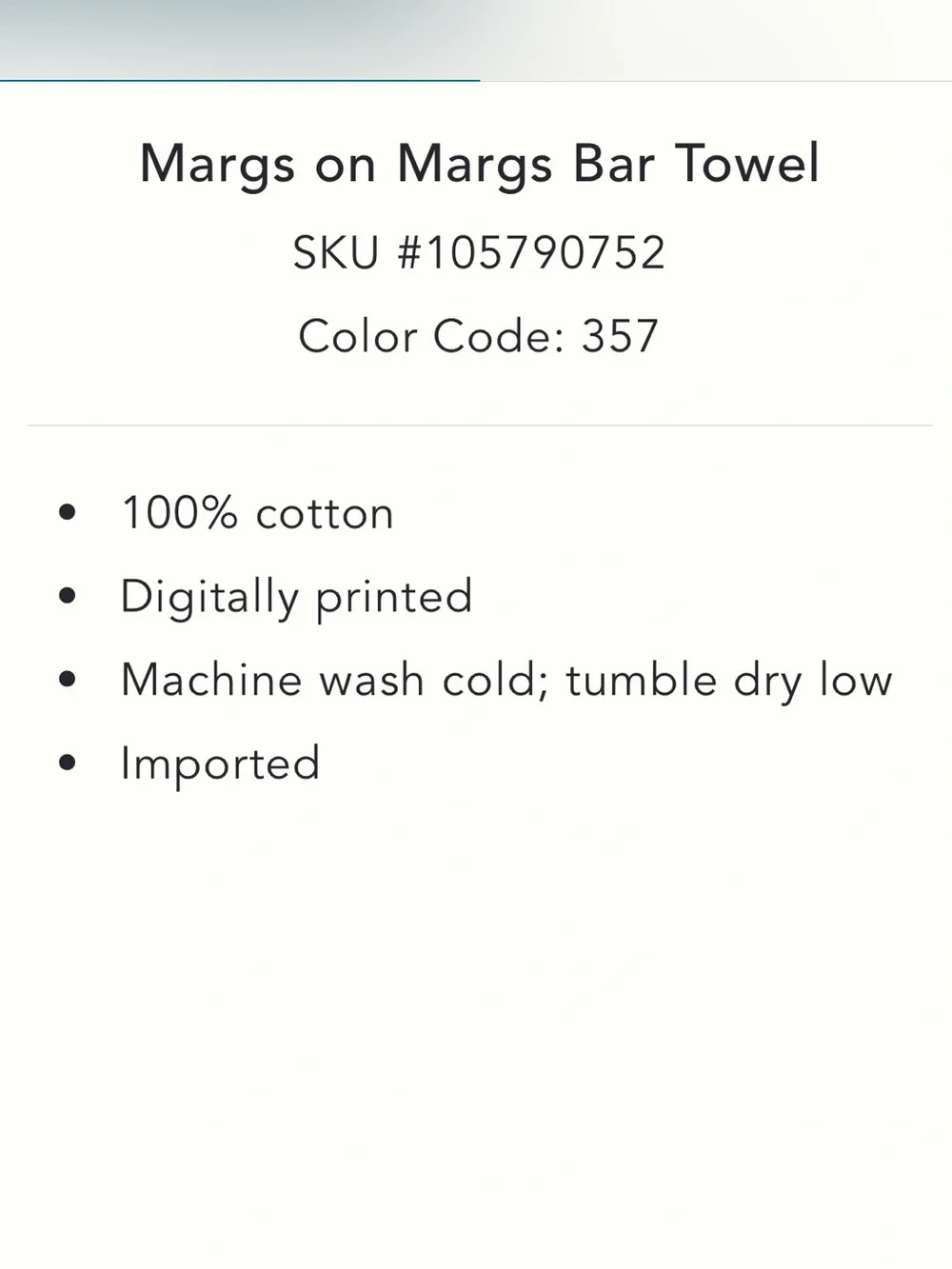 New! NWT Anthropologie Margs on Margs Bar Towel.